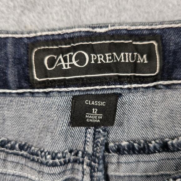 Cato Premium Jeans Size 12 Classic Dark Bootcut Embellished Pockets 31" Waist - Picture 12 of 16